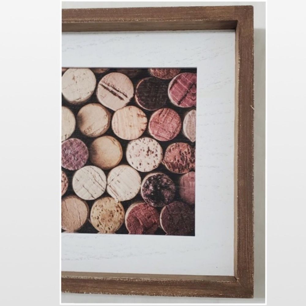 New Room & Retreat Wall Art Wine Corks Wood Framed Brown Picture Box Sign Décor - Picture 6 of 14